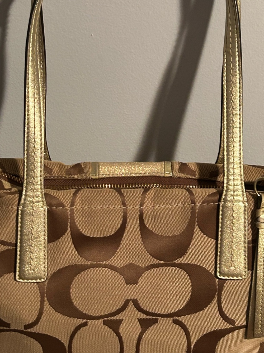 Coach Signature Stripe Bag in Brown/Gold - Picture 5 of 12